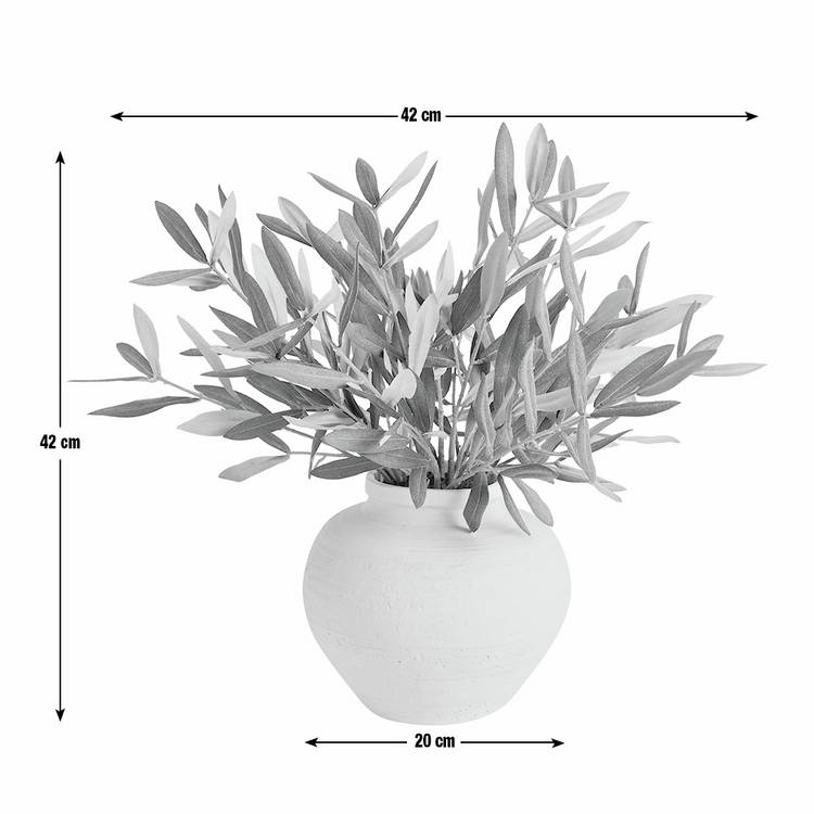 Artificial green olive tree in white resin pot 42cm (British brand)