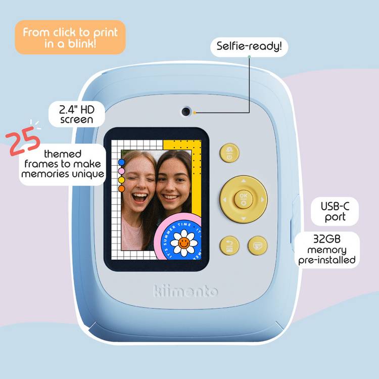 Kiimento kids instant print camera blue, imported from the UK