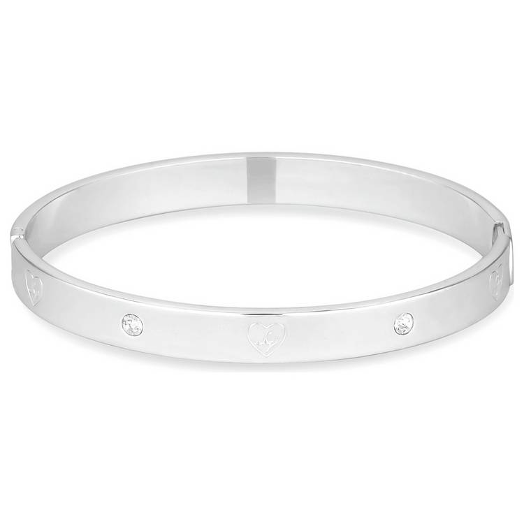 Lipsy silver plated heart bangle 7mm width, imported from the UK