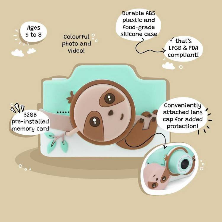 Kiimento Zippy Sloth Kids Digital Camera, imported from the UK