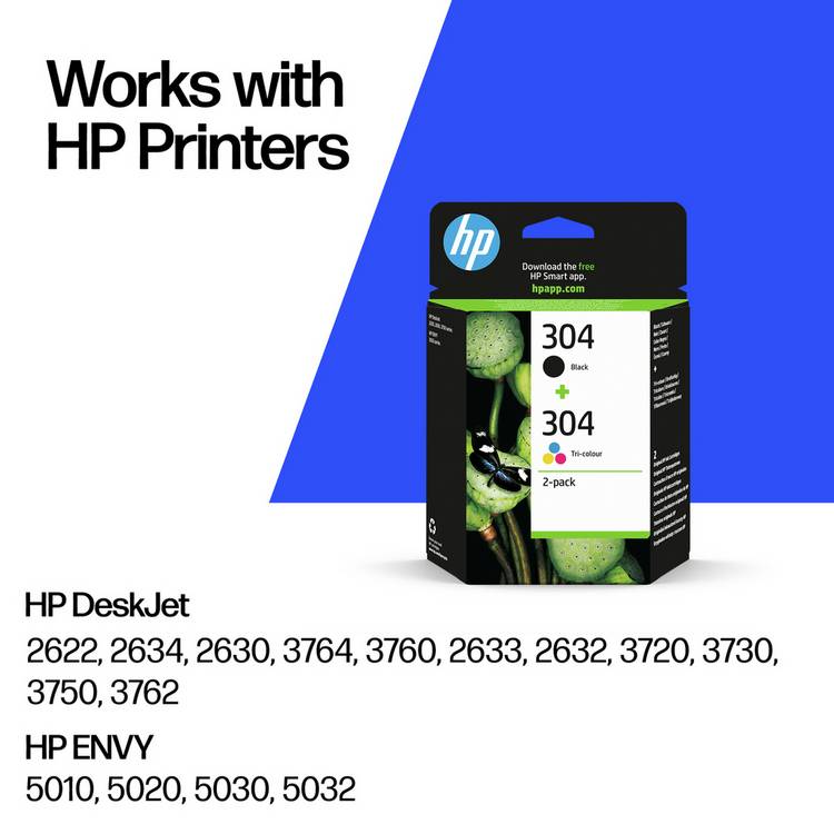HP original ink cartridges black and colour pack (British brand)