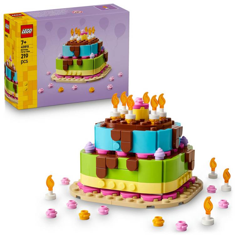 LEGO Birthday Party Cake set with candles and decorations - British product