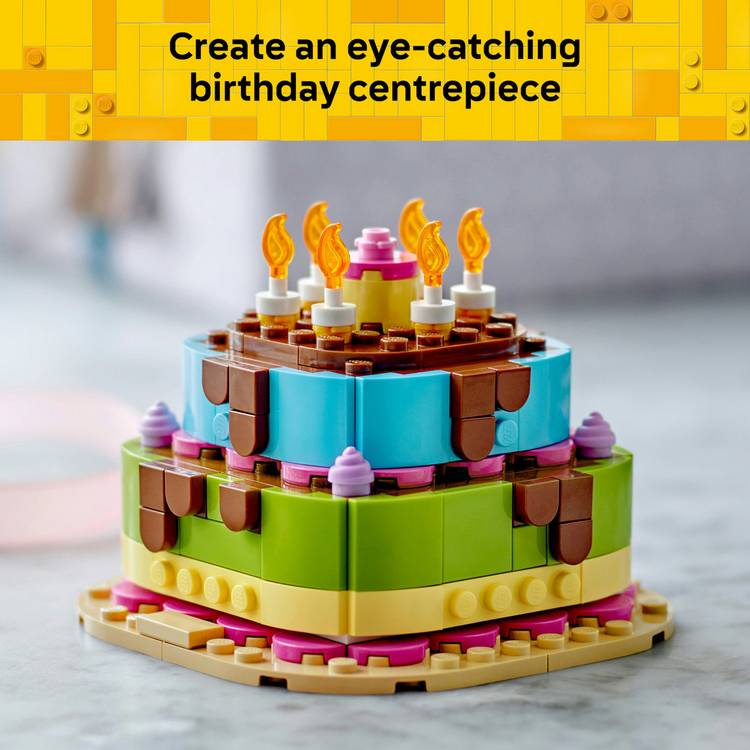 LEGO Birthday Party Cake set with candles and decorations - British product