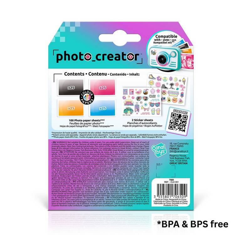 Photo Creator instant print camera refill pack 100 sheets (British brand)