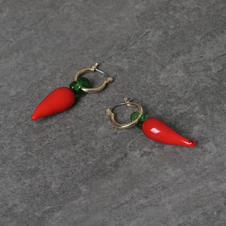 Freedom chilli drop hoop earrings gold-tone - British product