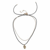 Revere gold pendant necklace black cord chain 45cm - British product