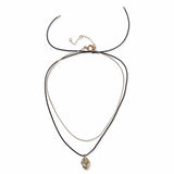 Revere gold pendant necklace black cord chain 45cm - British product