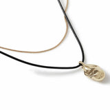 Revere gold pendant necklace black cord chain 45cm - British product
