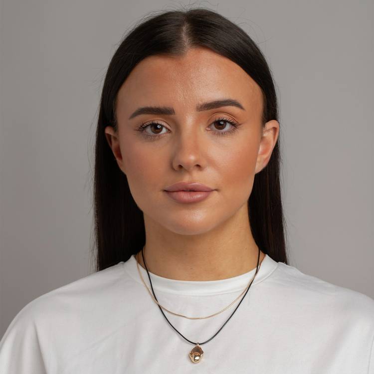 Revere gold pendant necklace black cord chain 45cm - British product