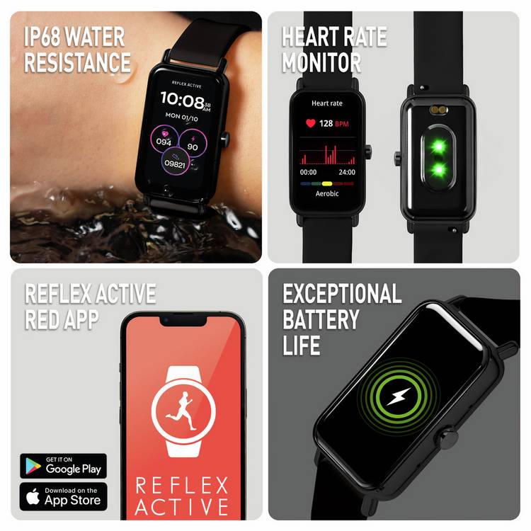Reflex Active Nexus smart calling watch black silicone strap, UK version