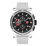 Ducati Supermoto chronograph watch with black dial and silicone strap, UK version
