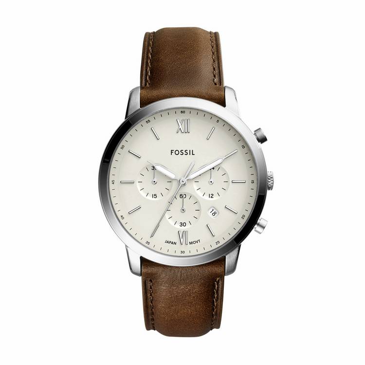 Fossil Neutra Chronograph watch brown leather strap - British product