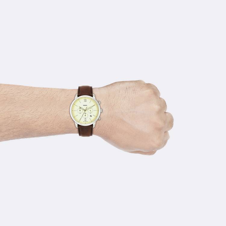 Fossil Neutra Chronograph watch brown leather strap - British product