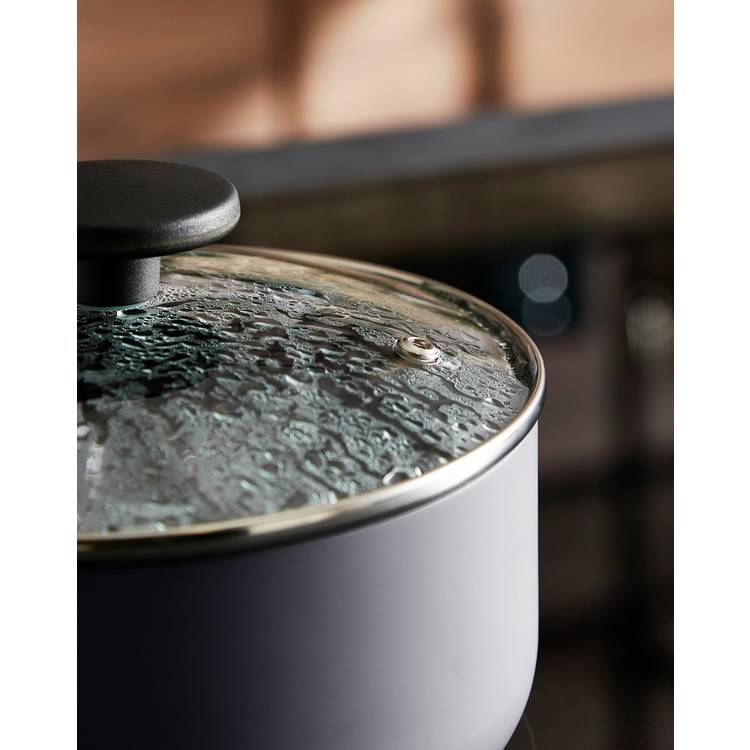 Morphy Richards 3 piece aluminium saucepan set grey, imported from the UK