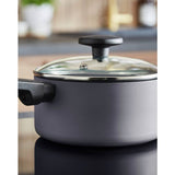 Morphy Richards 3 piece aluminium saucepan set grey, imported from the UK