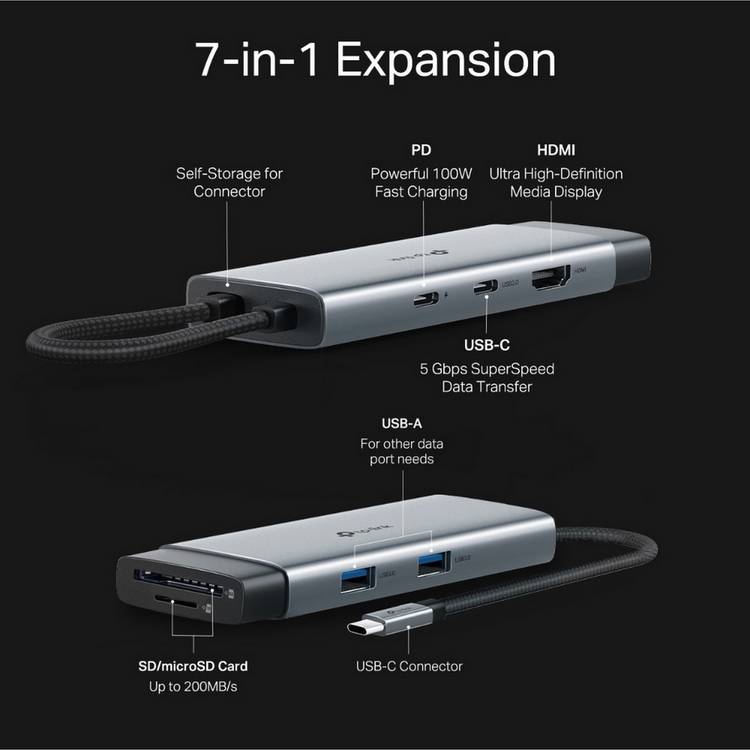 TP-Link 7-in-1 USB-C hub - British product