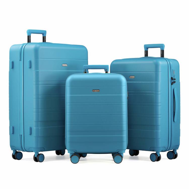 VonHaus 3-piece hard suitcases in teal - British product