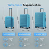 VonHaus 3-piece hard suitcases in teal - British product
