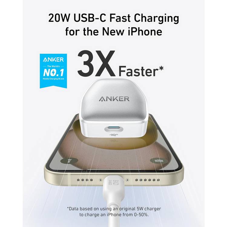 Anker Nano Pro 20W USB-C fast charger white (British brand)