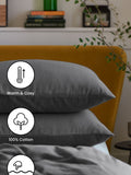Brushed cotton pillowcases charcoal grey set of 2 (British brand)