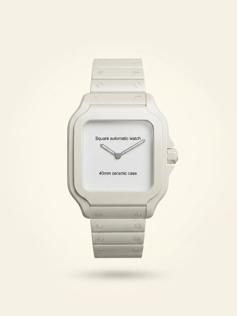 Cartier Santos de Cartier large watch, stainless steel and leather, UK version