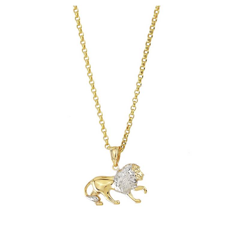 Revere 9ct gold lion pendant necklace chain, imported from the UK