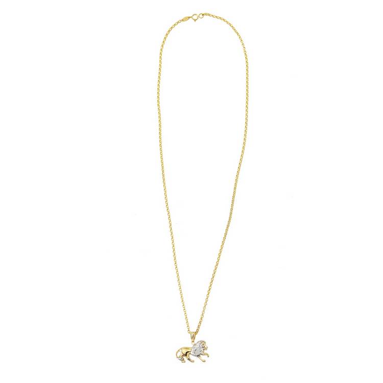 Revere 9ct gold lion pendant necklace chain, imported from the UK