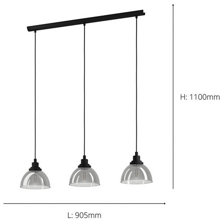 Eglo Beleser 3 light pendant dark grey - British product
