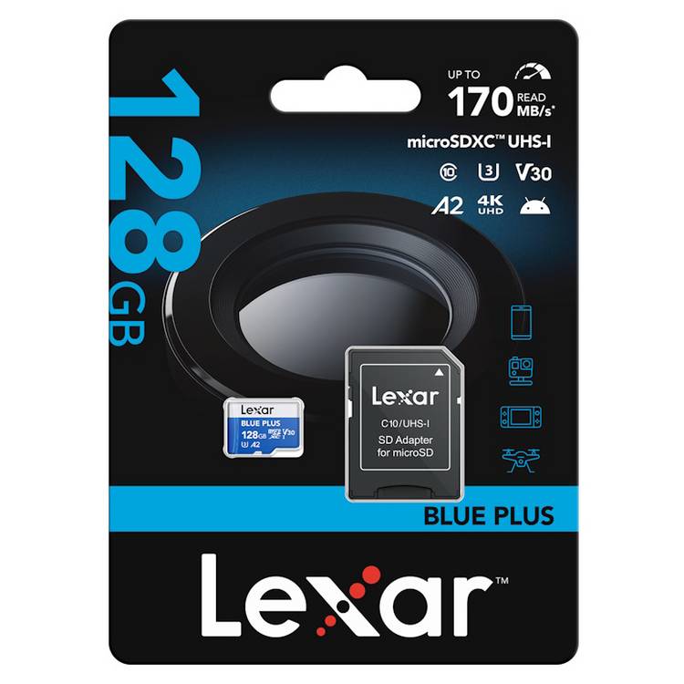 Lexar BLUE PLUS microSDXC memory card 128GB - British product