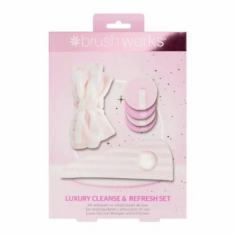 Brushworks Luxury Cleanse & Refresh Set with microfibre towel and headband - British product