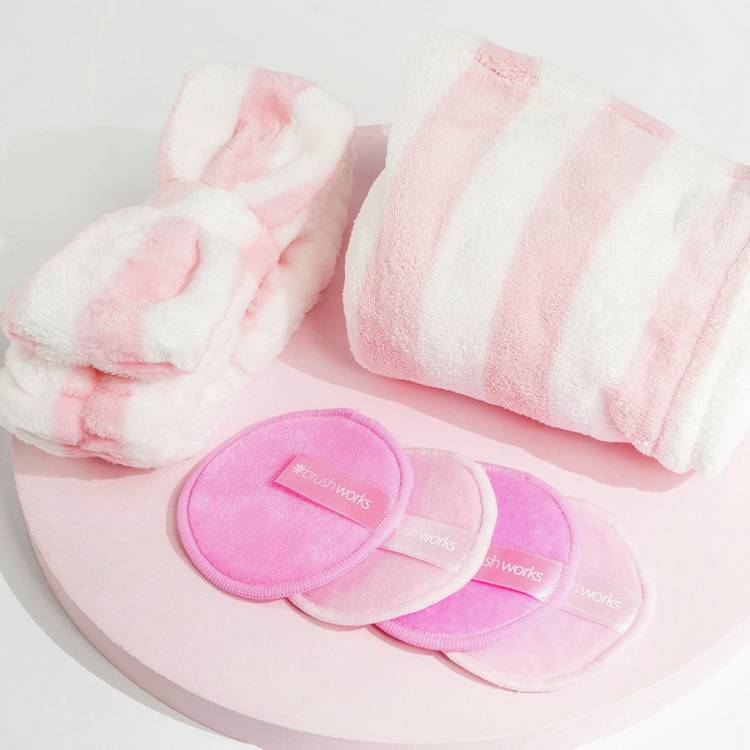 Brushworks Luxury Cleanse & Refresh Set with microfibre towel and headband - British product