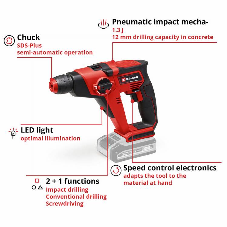 Einhell TE-HD 18/12 Li cordless SDS drill 18V (British brand)