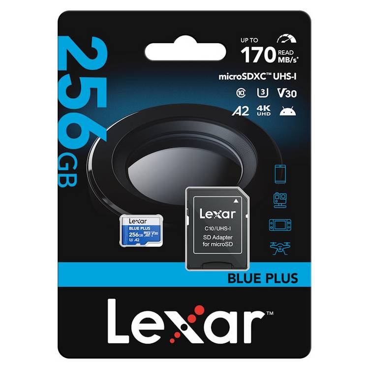 Lexar BLUE PLUS microSDXC memory card 256GB (British brand)
