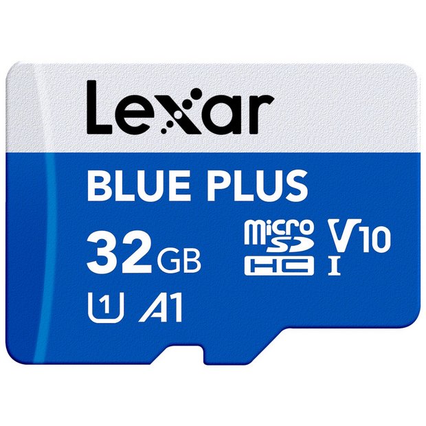 Lexar BLUE PLUS microSDHC 32GB memory card (British brand)