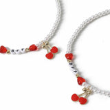 Flitzy Kids cherry charm pearl necklace set for children - British product