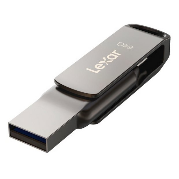 Lexar JumpDrive Dual Drive D400 64GB flash drive (British brand)