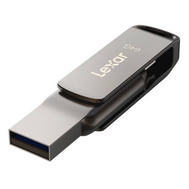 Lexar JumpDrive Dual Drive D400 64GB flash drive (British brand)