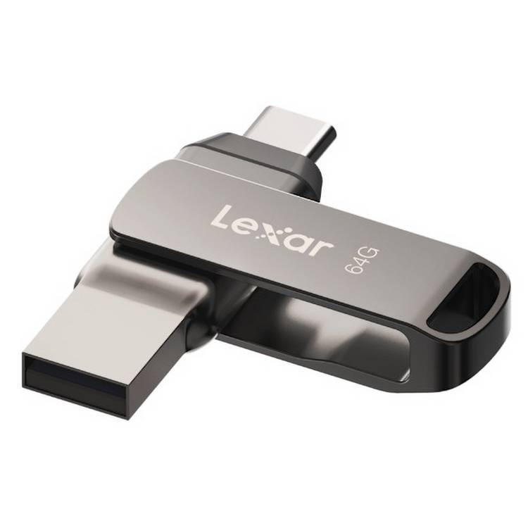 Lexar JumpDrive Dual Drive D400 64GB flash drive (British brand)