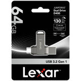 Lexar JumpDrive Dual Drive D400 64GB flash drive (British brand)