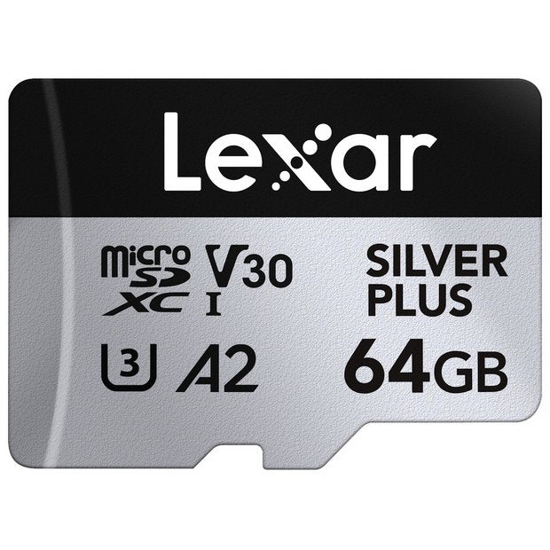 Lexar microSDXC 64GB memory card with SD adaptor (British brand)