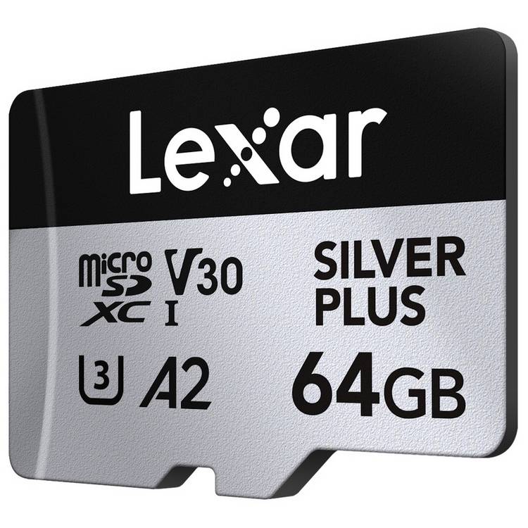 Lexar microSDXC 64GB memory card with SD adaptor (British brand)