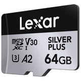 Lexar microSDXC 64GB memory card with SD adaptor (British brand)