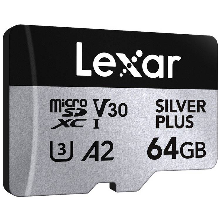 Lexar microSDXC 64GB memory card with SD adaptor (British brand)