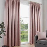 Fusion thermal pencil pleat curtains blush pink 117x137cm, imported from the UK