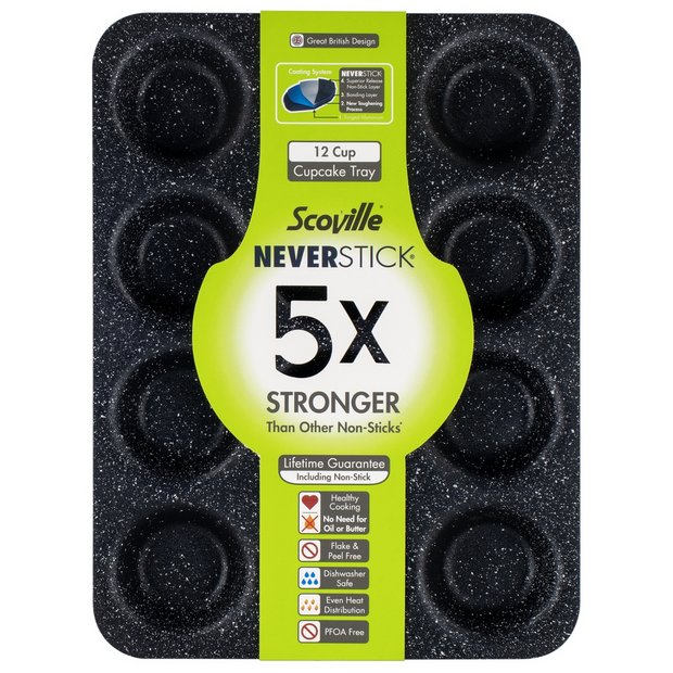 Scoville Neverstick 12 cup cupcake tray aluminium bakeware, UK version
