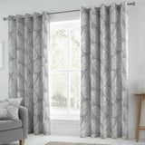 Argos Fusion Matteo Palm Leaf Eyelet Curtains Grey 117x137cm- Buy online at McGrocer