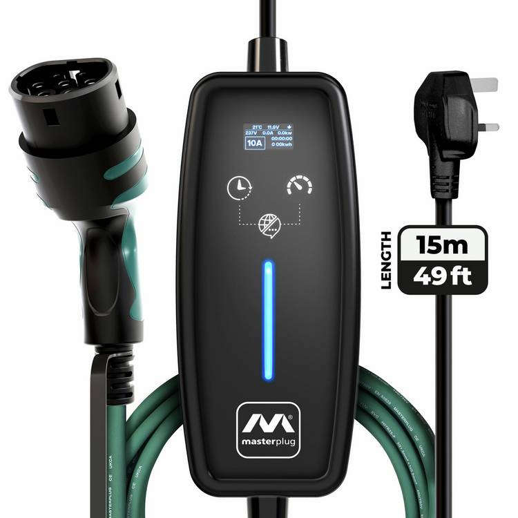 Masterplug Mode 2 EV charging cable 15m (British brand)