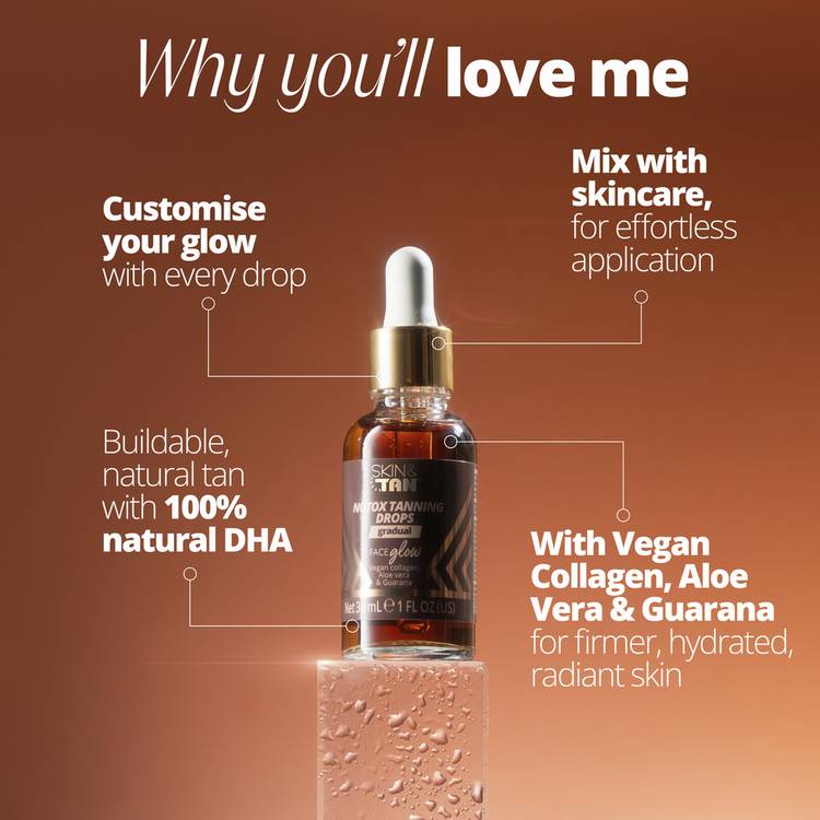 Skin and Tan face tanning drops 30ml, imported from the UK