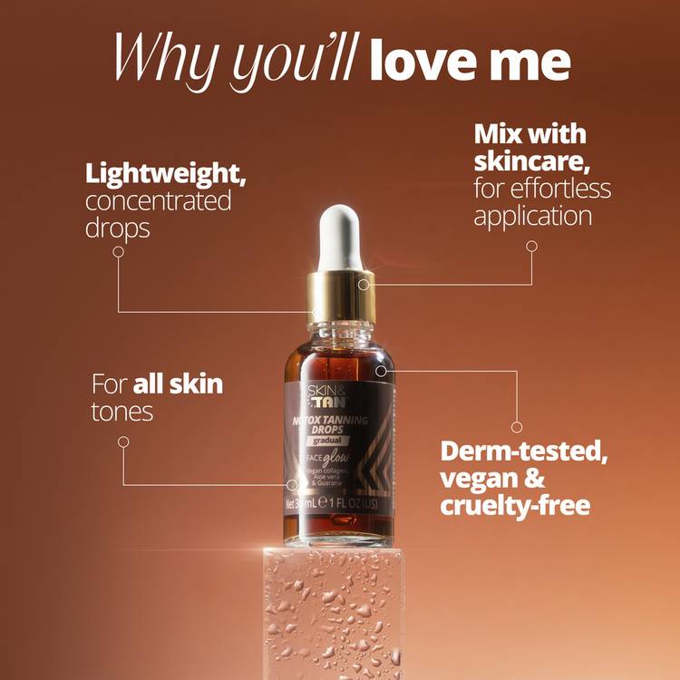 Skin and Tan face tanning drops 30ml, imported from the UK