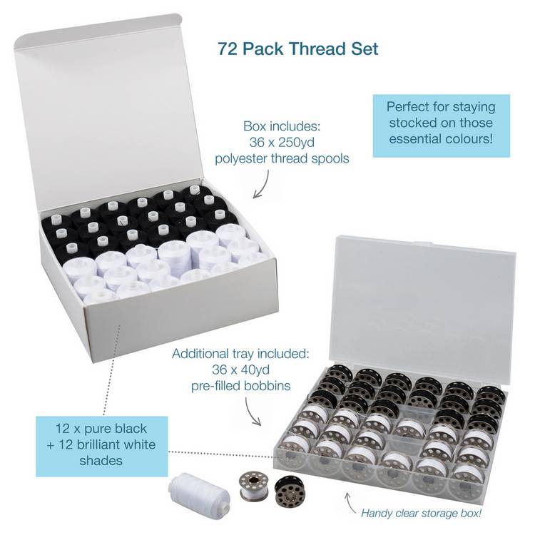 Trimits thread set black and white 36-spool, UK version